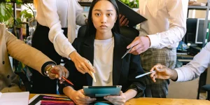OC Overwhelmed Woman Office